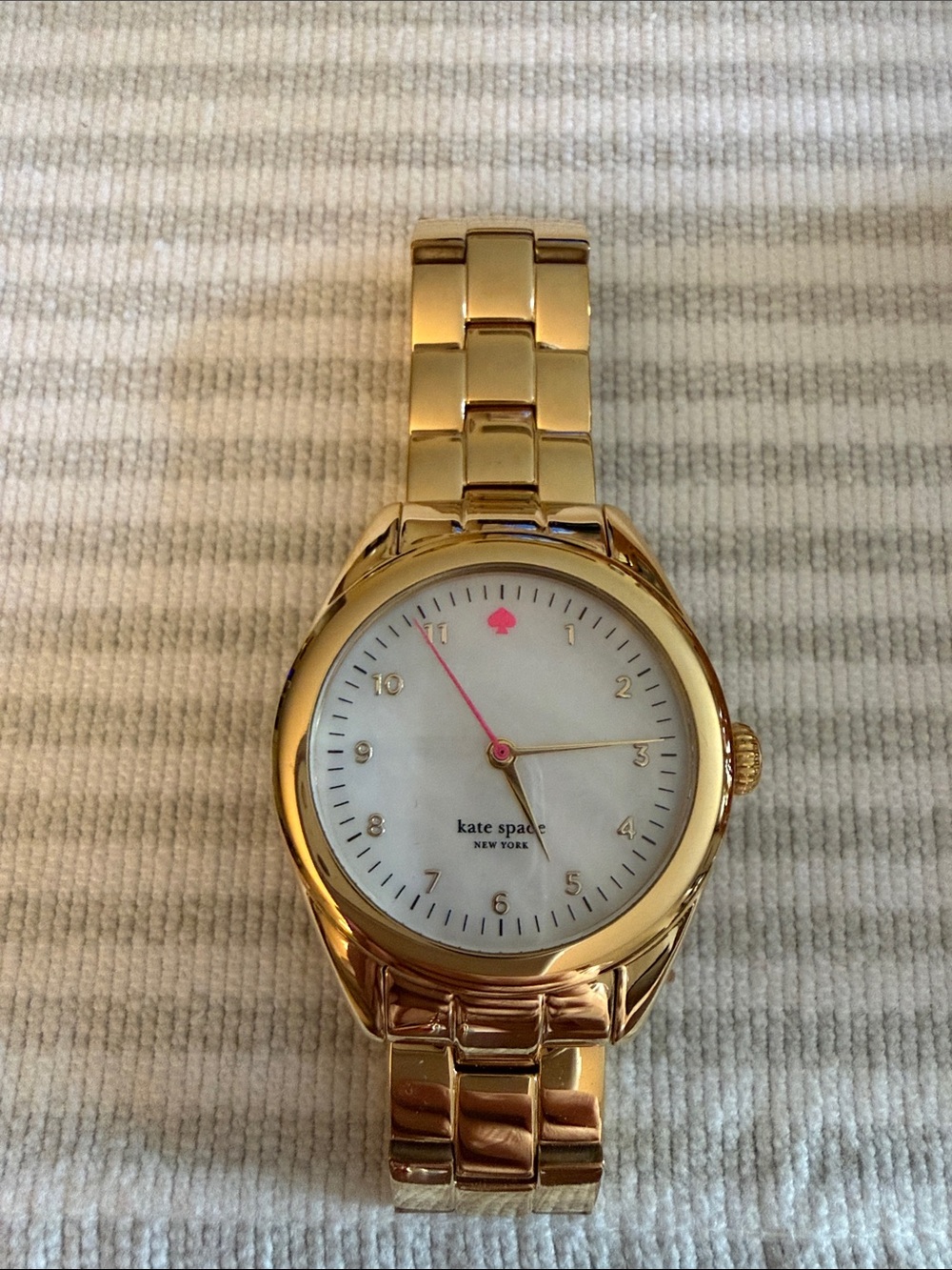kate spade Gold-tone Watch with White Dial and Pink Accent